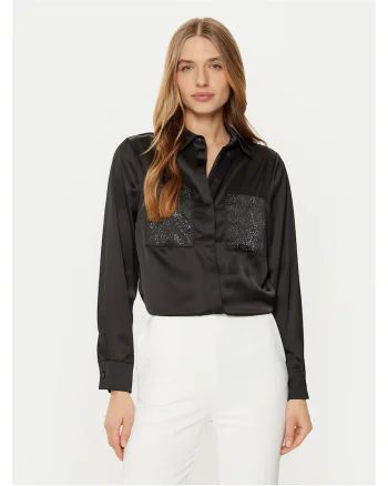 Camasa dama,  poliester, negru, 97% poliester, 3% elastan