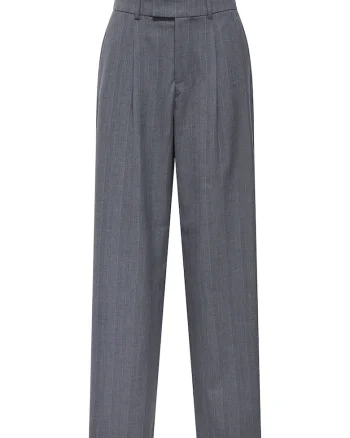Pantaloni dama,  poliester reciclat, dungi, gri