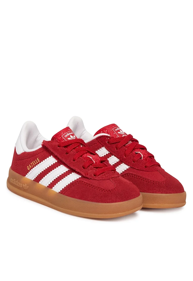 Pantofi sport copii,  piele naturala, rosu, sistem inchidere Velcro