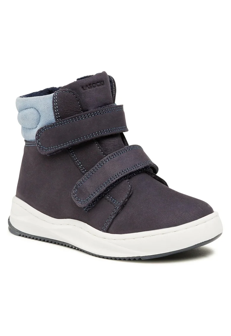 Cizme copii,  piele naturala, albastru, sistem inchidere Velcro,