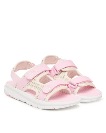 Sandale copii,  roz, material textil, sistem inchidere Velcro
