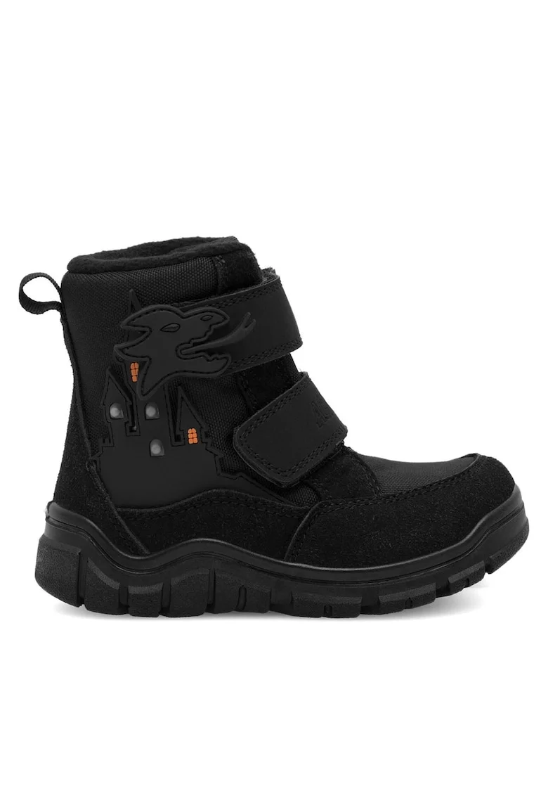 Cizme copii,  negru, material sintetic, sistem inchidere Velcro,