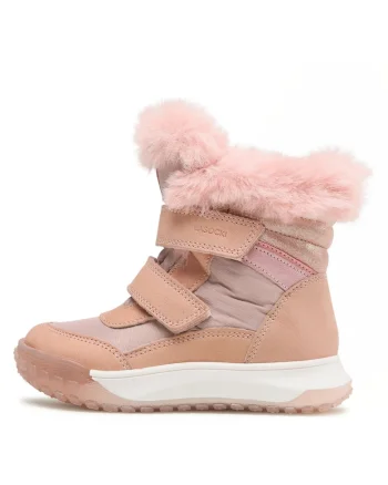 Cizme copii,  piele naturala, roz, sistem inchidere Velcro