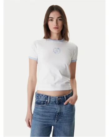 Tricou dama,  alb, bumbac/elastan