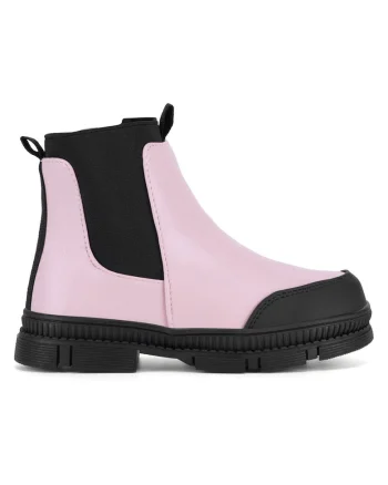 Botine Fete,  material sintetic, roz, inchidere velcro