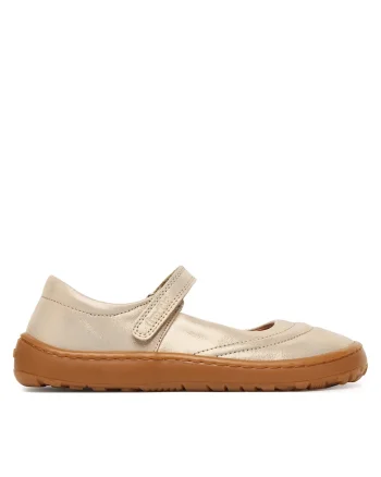 Pantofi copii,  piele naturala, auriu, sistem inchidere Velcro