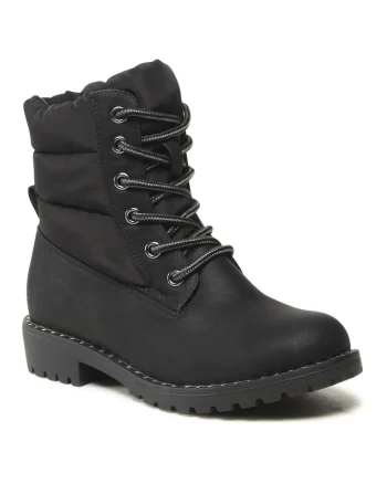 Ghete fete,  piele ecologica, negru, cu strasuri, talpa groasa