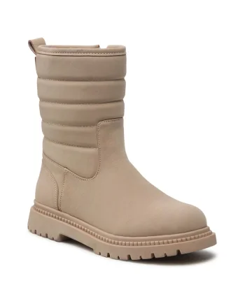 Botine,  piele ecologica, bej, material sintetic,
