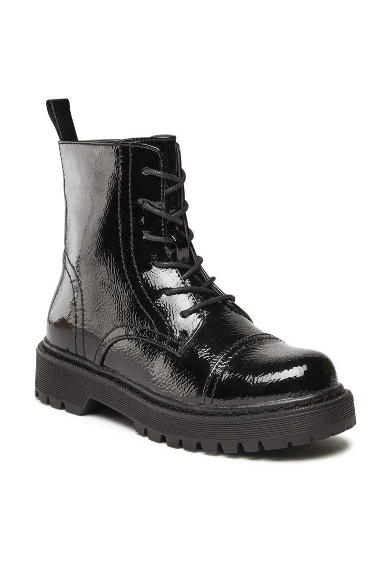 Ghete fete,  piele ecologica, negru, fermoar,