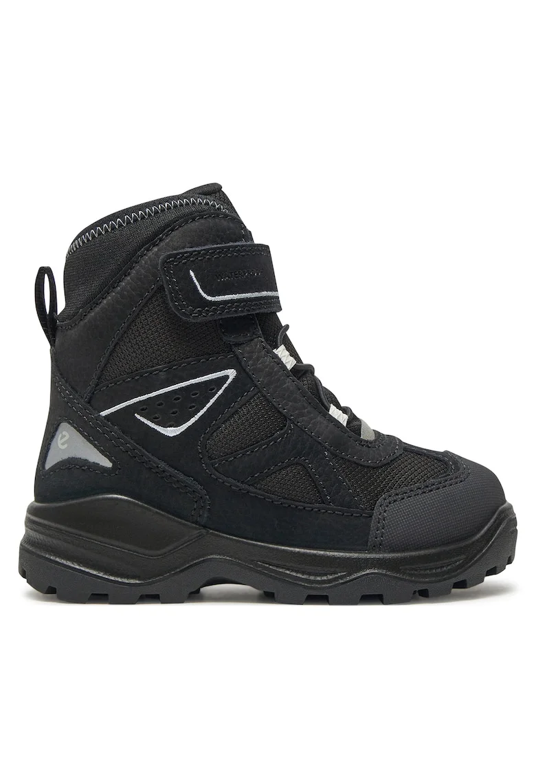 Cizme de zapada copii,  piele naturala, negru, sistem inchidere Velcro,