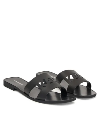 Papuci dama,  piele naturala, negru