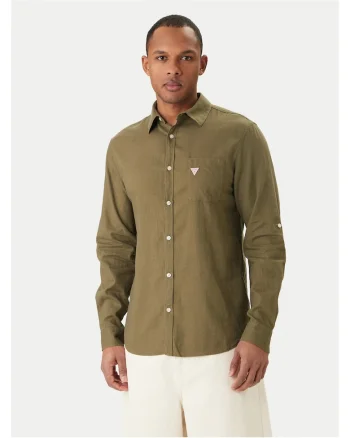 Camasa barbati,  verde, 55% in, 45% viscoza