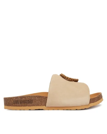 Papuci dama,  piele naturala, bej