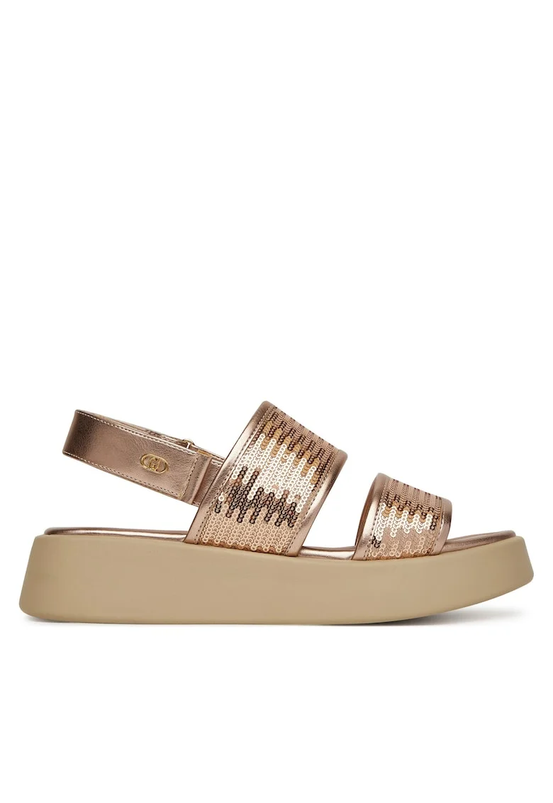 Sandale dama,  piele ecologica, roz, sistem inchidere Velcro