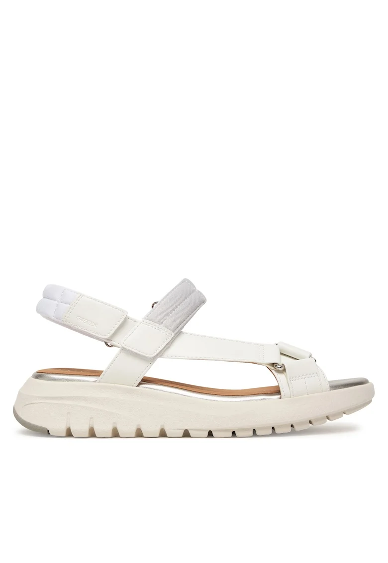 Sandale dama,  piele ecologica, alb, sistem inchidere Velcro