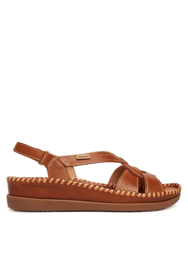 Sandale de dama,  piele naturala, maro, sistem inchidere Velcro