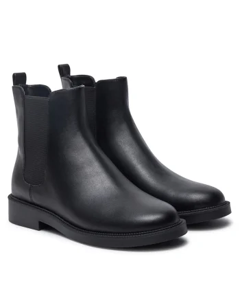 Botine de dama,  piele ecologica, negru,