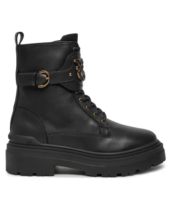 Ghete dama,  piele naturala, fermoar, negru,