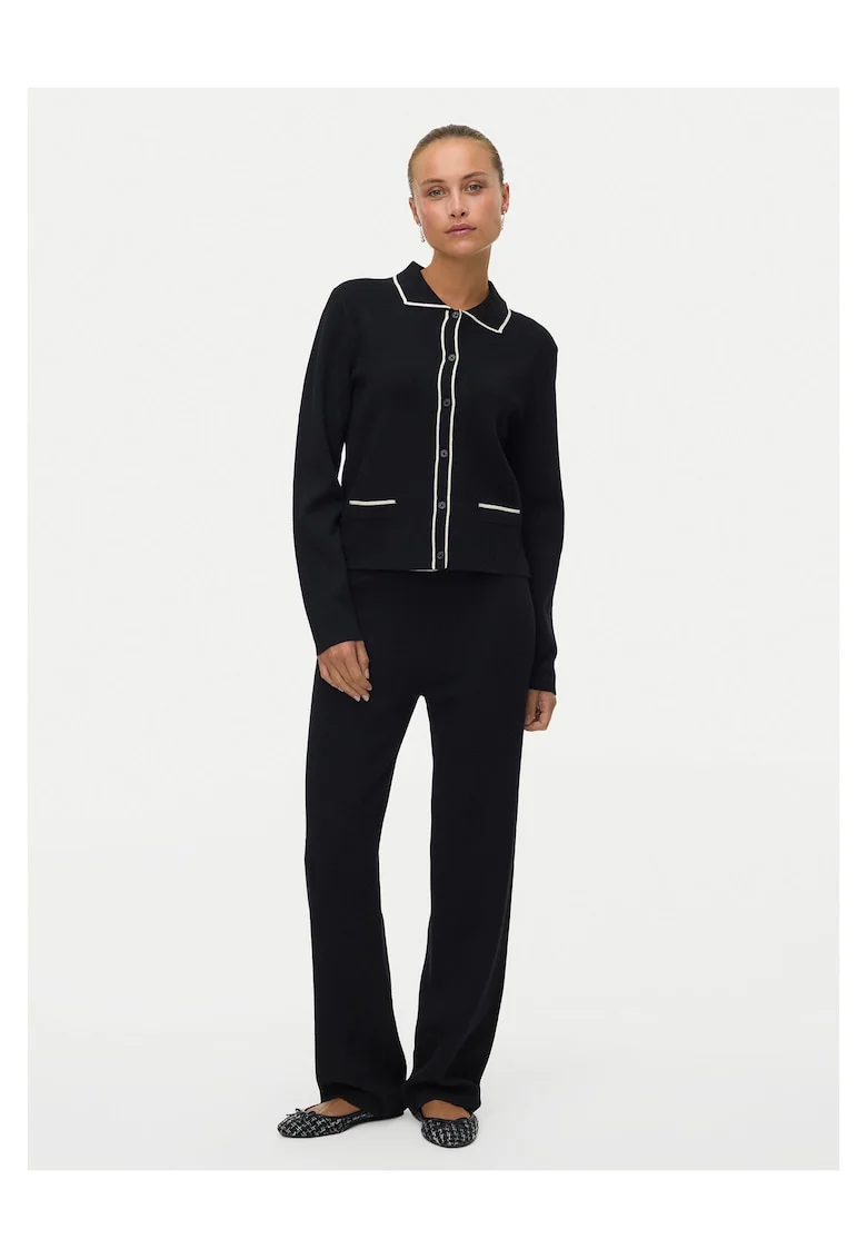 Cardigan dama,  negru, 50% viscoza, 28% poliester reciclat
