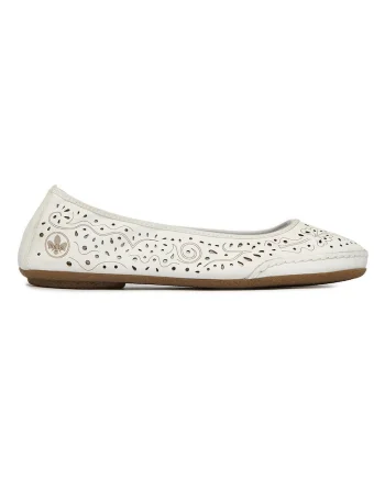 Balerini 41460-80,  Piele naturala, Alb