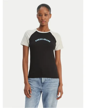 Tricou dama,  bumbac/elastan, negru/alb