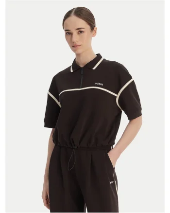 Tricou dama,  supradimensionat, maro, poliester/bumbac/modal/lyocell/elastan