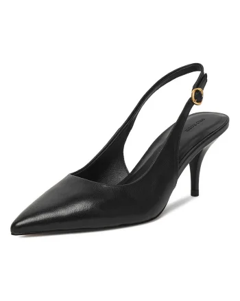 Pantofi  stiletto, negru, piele naturala