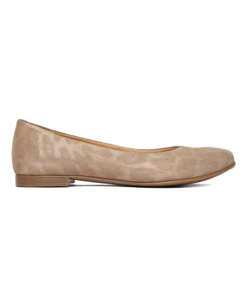 Balerini dama,  piele naturala, leopard, bej