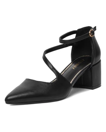 Pantofi dama,  clasic, negru, sintetic