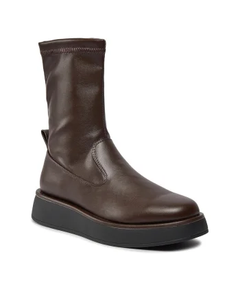 Botine de dama,  piele ecologica, maro, 36 EU,
