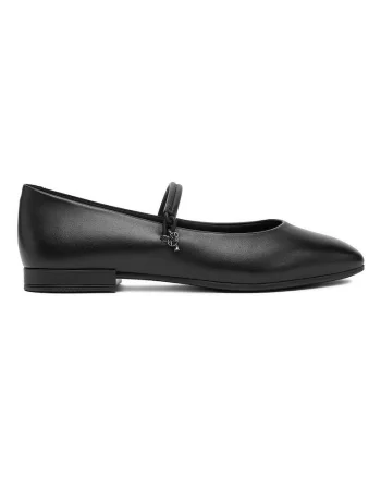 Balerini dama,  piele naturala, negru, varf patrat