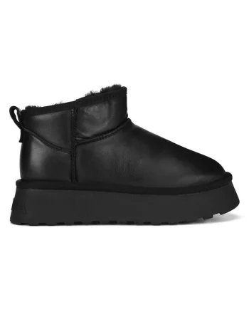 Botine dama,  piele naturala, flatform, negru