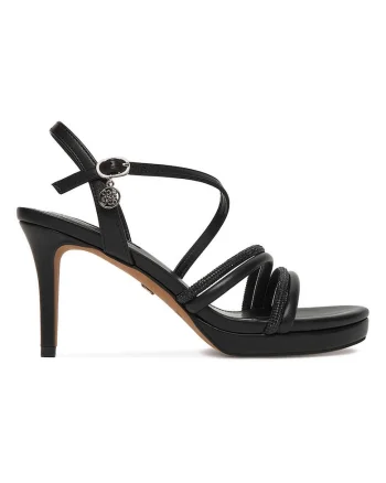 Sandale dama,  stiletto, negru, sintetici