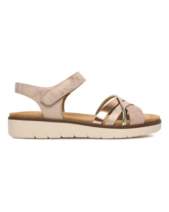 Sandale dama,  sintetic, roz, inchidere velcro