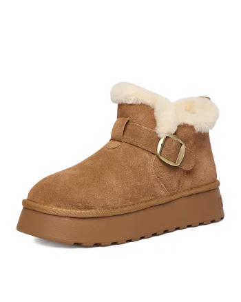 Cizme dama,  piele naturala, flatform, maro,