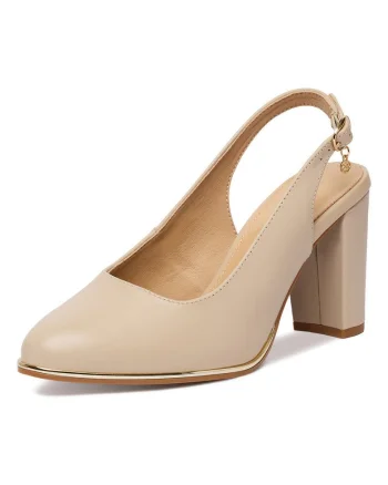 Pantofi dama,  piele naturala, toc clasic, bej