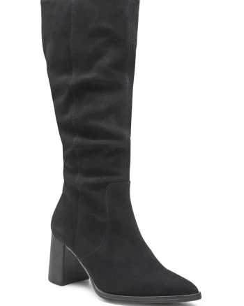 Cizme dama,  piele naturala, negru, toc clasic, fermoar
