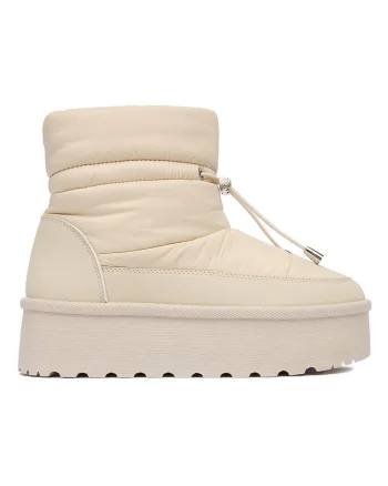 Cizme dama,  flatform, bej, material textil,