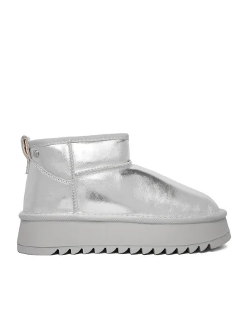 Cizme dama,  piele naturala, flatform, argintiu, Argintiu