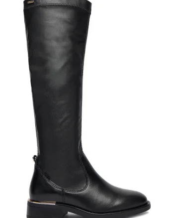 Cizme dama,  material sintetic, negru, toc bloc