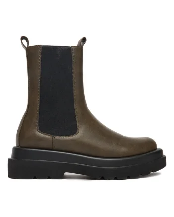 Botine femeie,  material textil, verde,