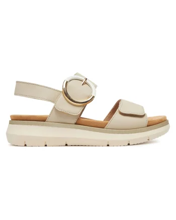 Sandale de dama,  piele naturala, bej, inchidere velcro