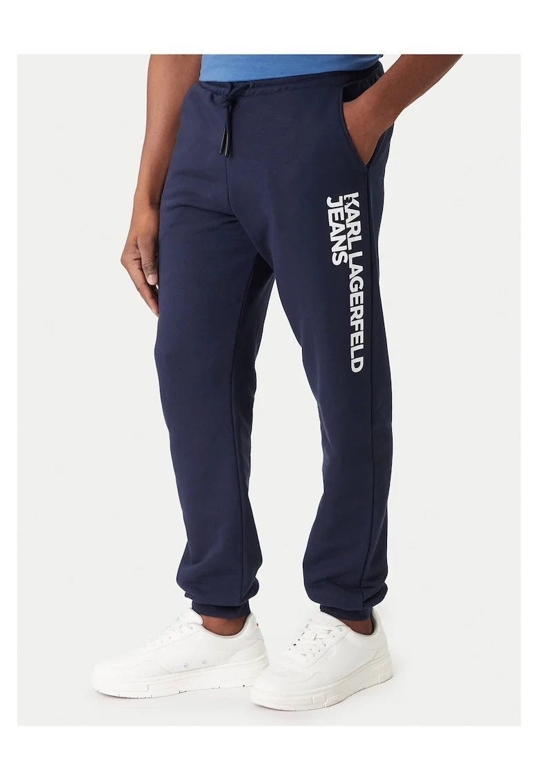 Pantaloni trening barbati,  bumbac/poliester, bleumarin