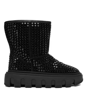Cizme dama,  piele naturala, negru, blana, Negru