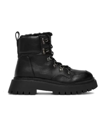 Botine de dama,  material textil, negru