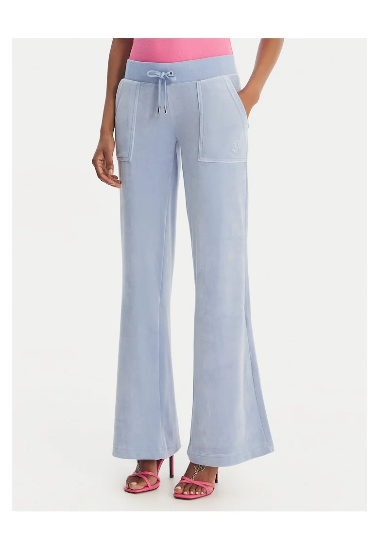 Pantaloni dama,  poliester, evazati, albastru deschis,