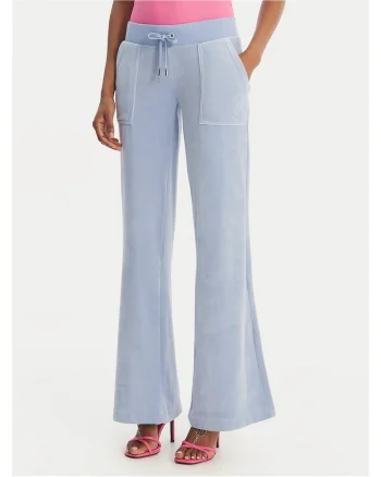 Pantaloni dama,  poliester, evazati, albastru deschis,