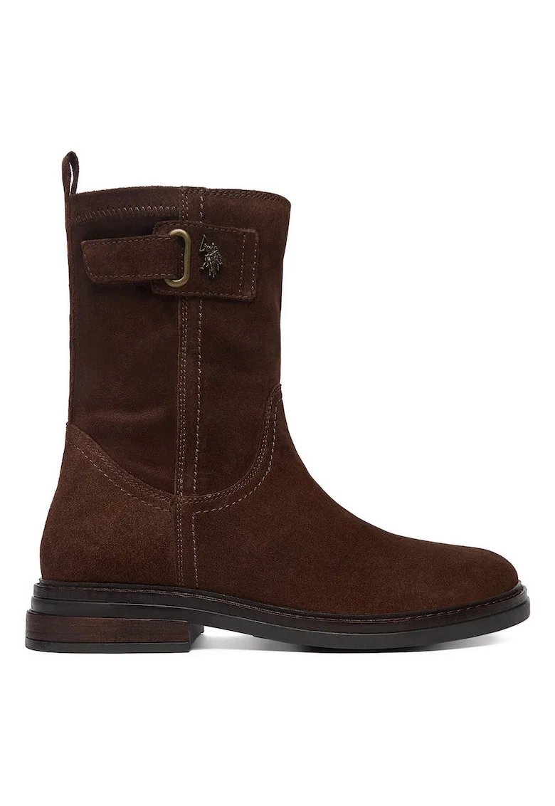 Botine femeie, U S Polo Assn, piele naturala, maro,