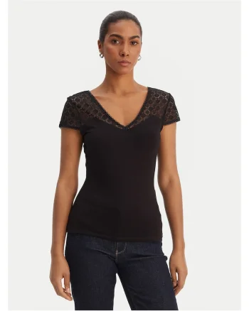 Tricou dama,  slim fit, negru, viscoza