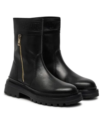Botine femei,  piele ecologica, negru,